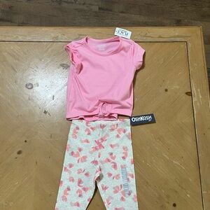 Children’s Place Pink T-Shirt and OshKosh Floral Leggings Set